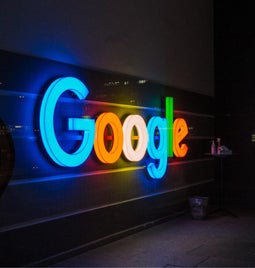 Google logo in lights