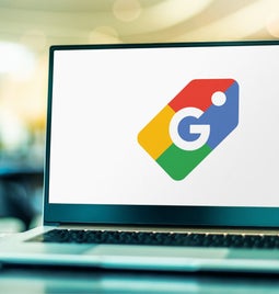 Google Shopping logo on laptop screen