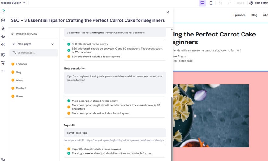 Hosinger's blog seo tips with yellow and green checklists