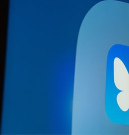 Bluesky logo on a device