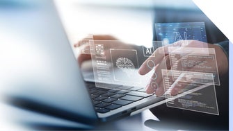 laptop with ai projections