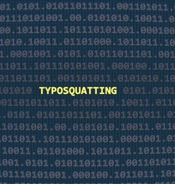 Yellow text spelling Typosquatting in the center of computer code