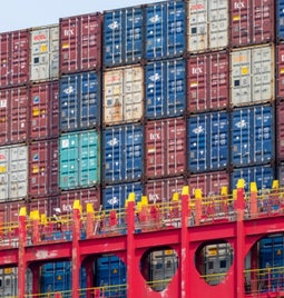 Shipping containers stacked up