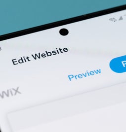 Phone screen showing the option to edit your Wix website and publish it