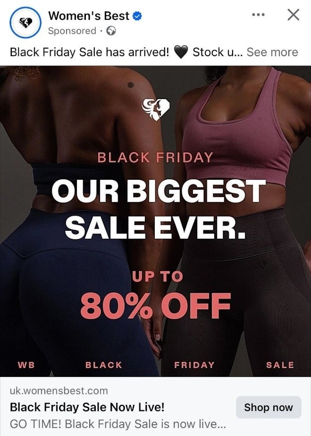 Women's Best Facebook post showing sale