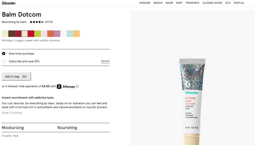 Glossier balm dotcom product page
