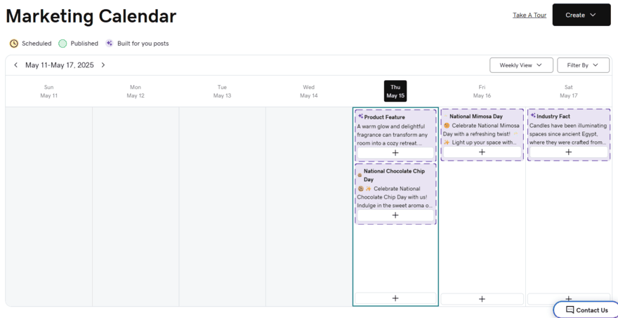 GoDaddy social post calendar