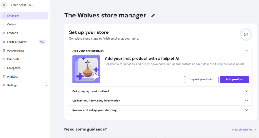 Hostinger store setup checklist