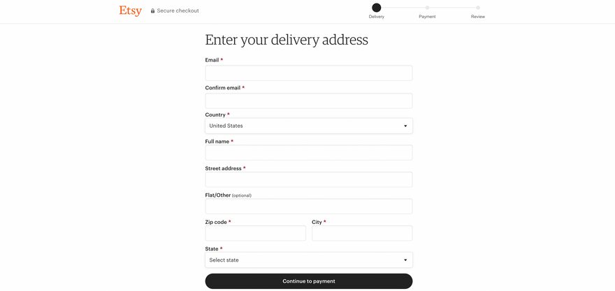 Etsy&rsquo;s checkout page