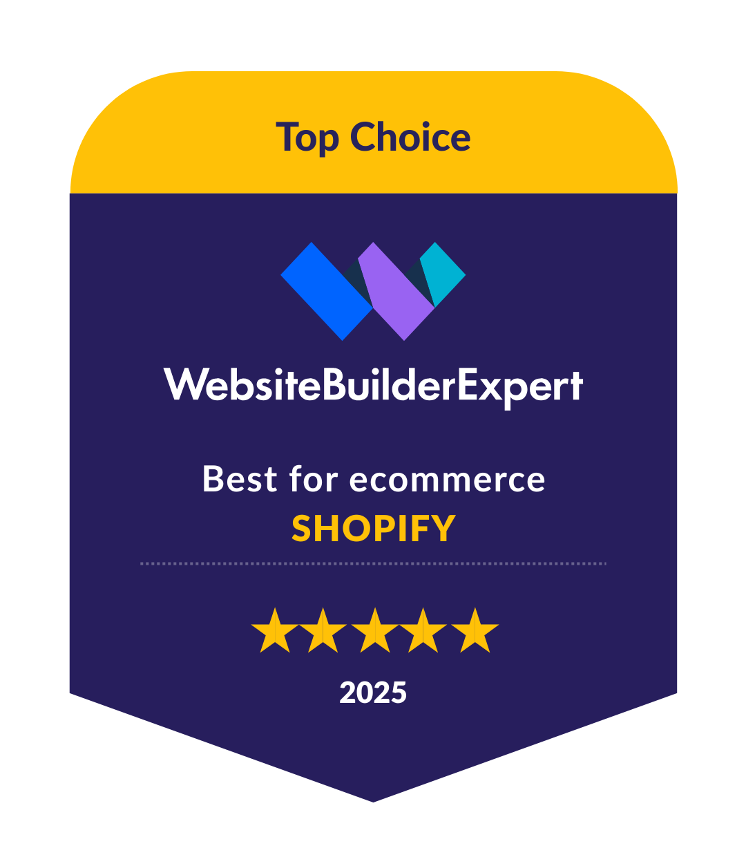 Badge showing Shopify as the best for ecommerce in our 2025 research