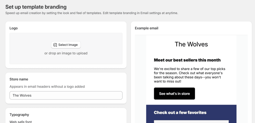 Shopify email marketing template editor