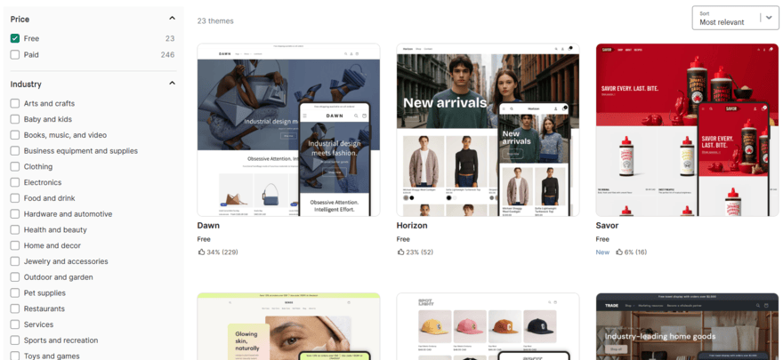 Shopify free template library