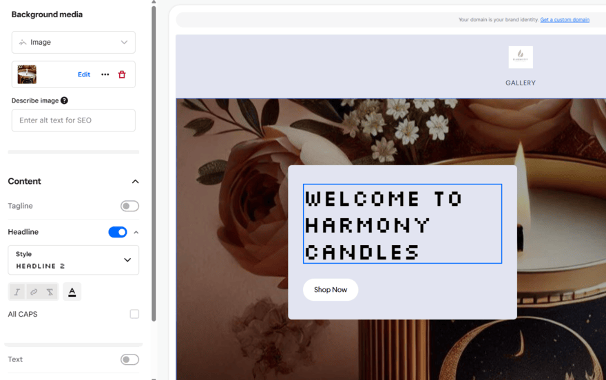Square Online's website editor