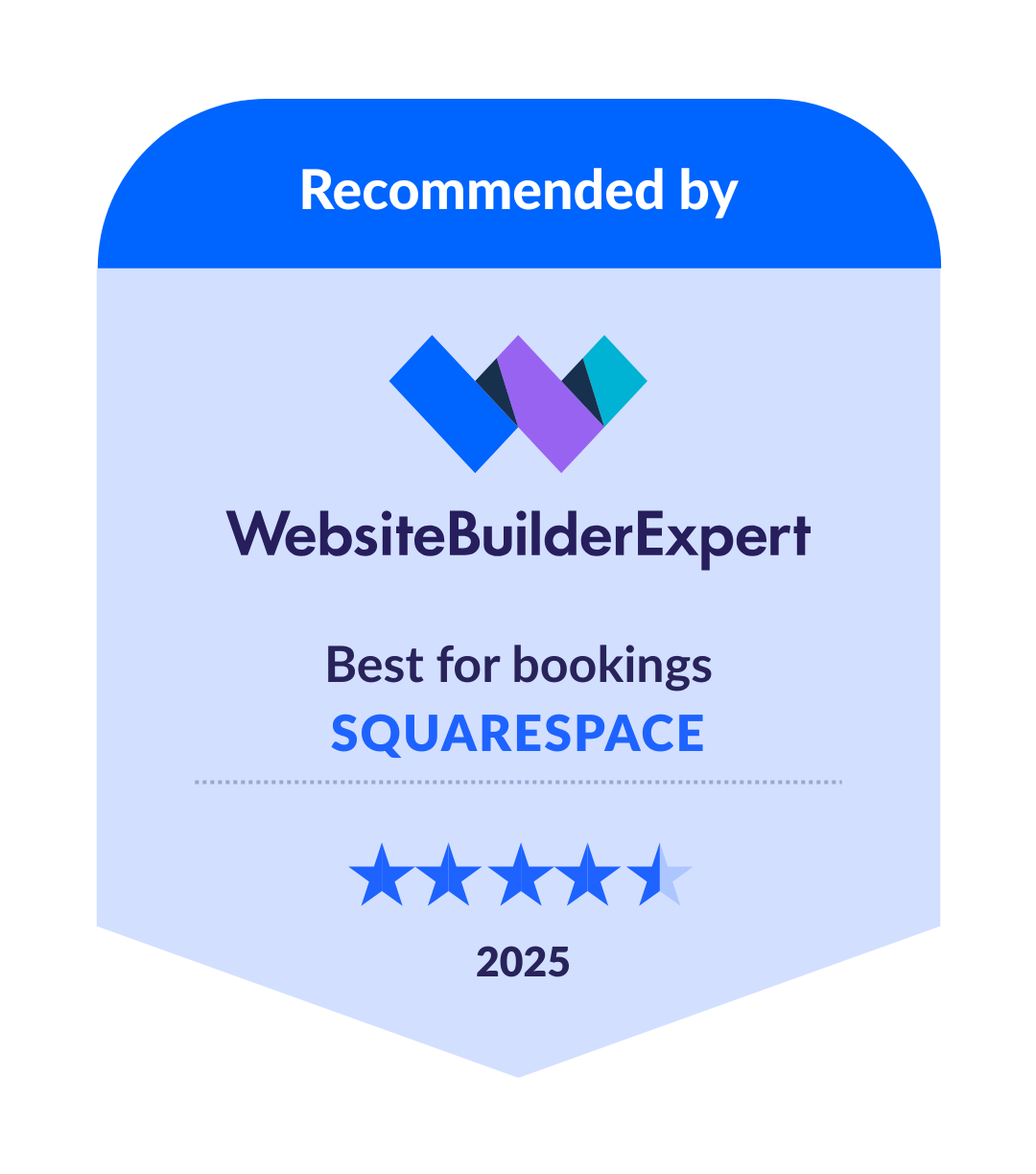 Badge showing Squarespace as the best for bookings in our 2025 research