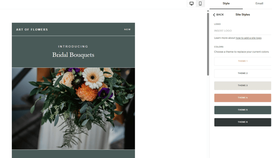 Squarespace Email Campaigns template for a florist business