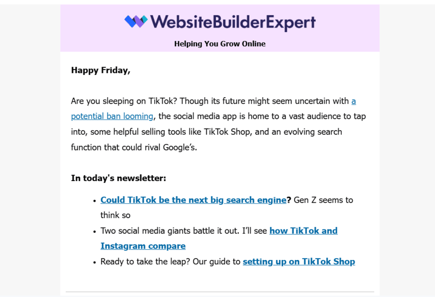 WBE newsletter example